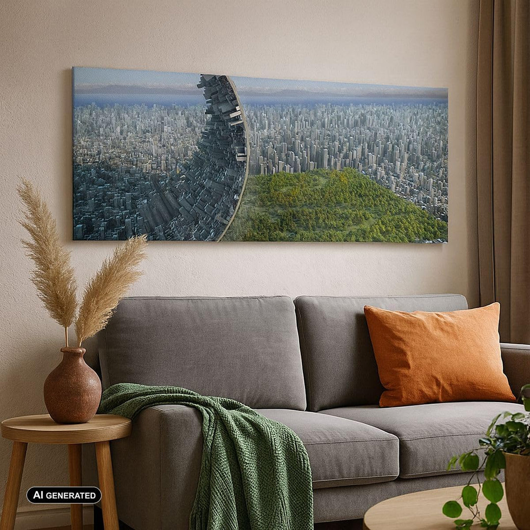 Wandbilder Dekoration Wohnzimmer Baum Park Abstraktion Stadt Panorama Bilder auf Leinwand 120x50cm L