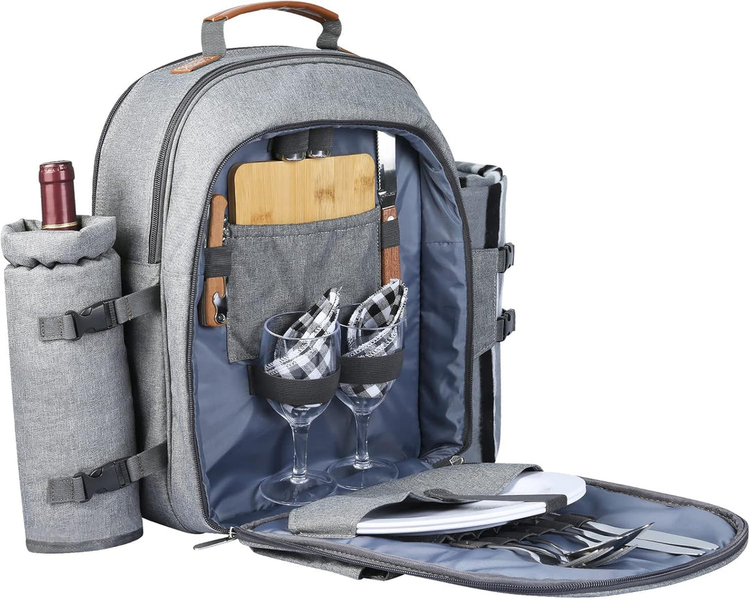 Sunflora Picknick Rucksack Set 2 Personen mit Isoliertem Kühlung und Decke, Picknickkorb 2 Personen