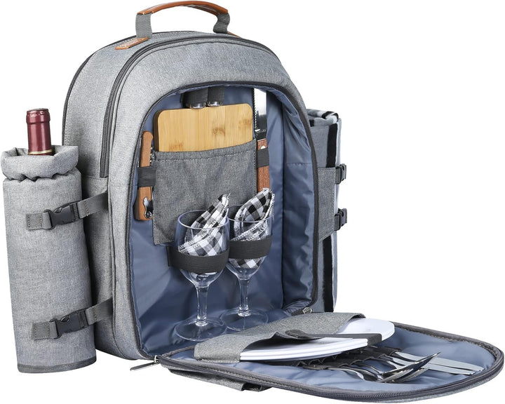 Sunflora Picknick Rucksack Set 2 Personen mit Isoliertem Kühlung und Decke, Picknickkorb 2 Personen