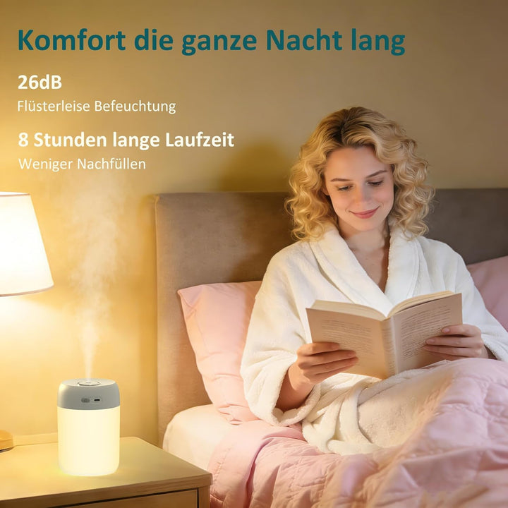 Luftbefeuchter für Schlafzimmer Pflanzen Growbox Bedroom Kinderzimmer,Klein Tisch Leise Air Humidifi