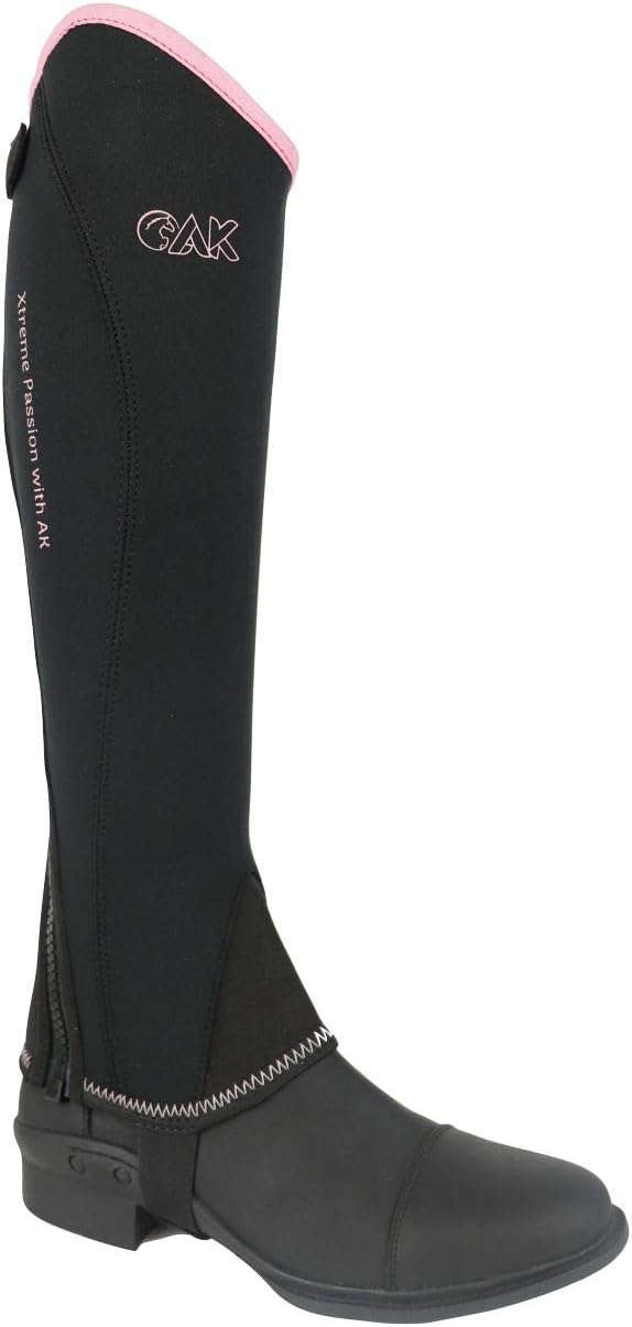AK Neopren Curved Zip Reiten Halbchaps AKRS-1828 3XL schwarz / rosa, 3XL schwarz / rosa