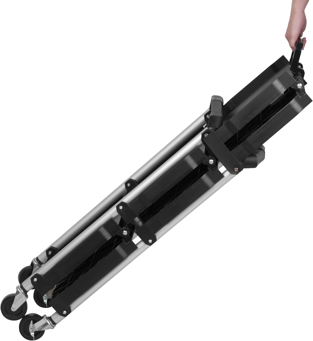 Mahlzeit Faltbarer Servierwagen mit Rollen | 64 x 40,5 x 82 cm, Bis zu 150 kg Belastbar | Schwarz |