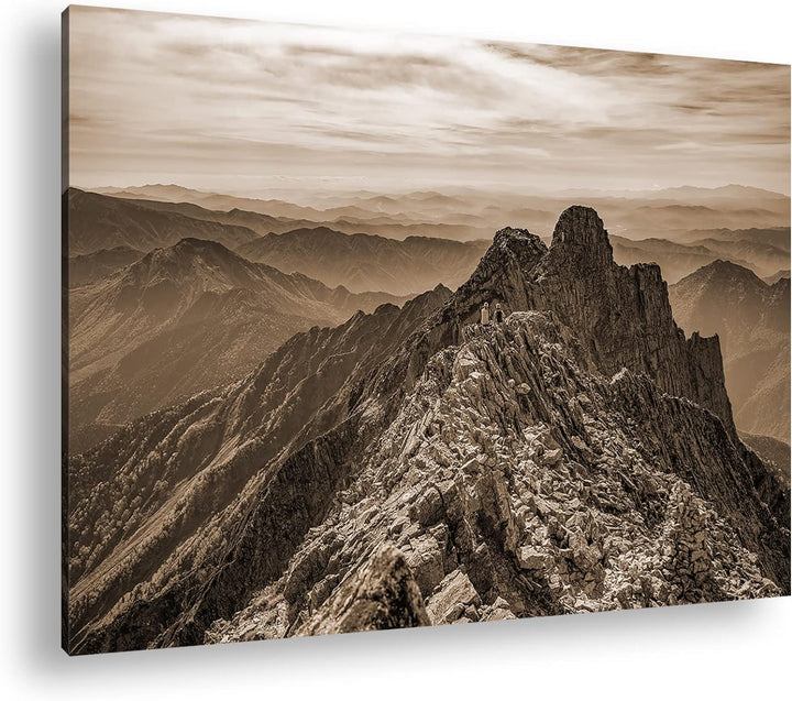 deyoli Japanischen Alpen Effekt: Sepia Format: 80x60 als Leinwandbild, Motiv fertig gerahmt auf Echt