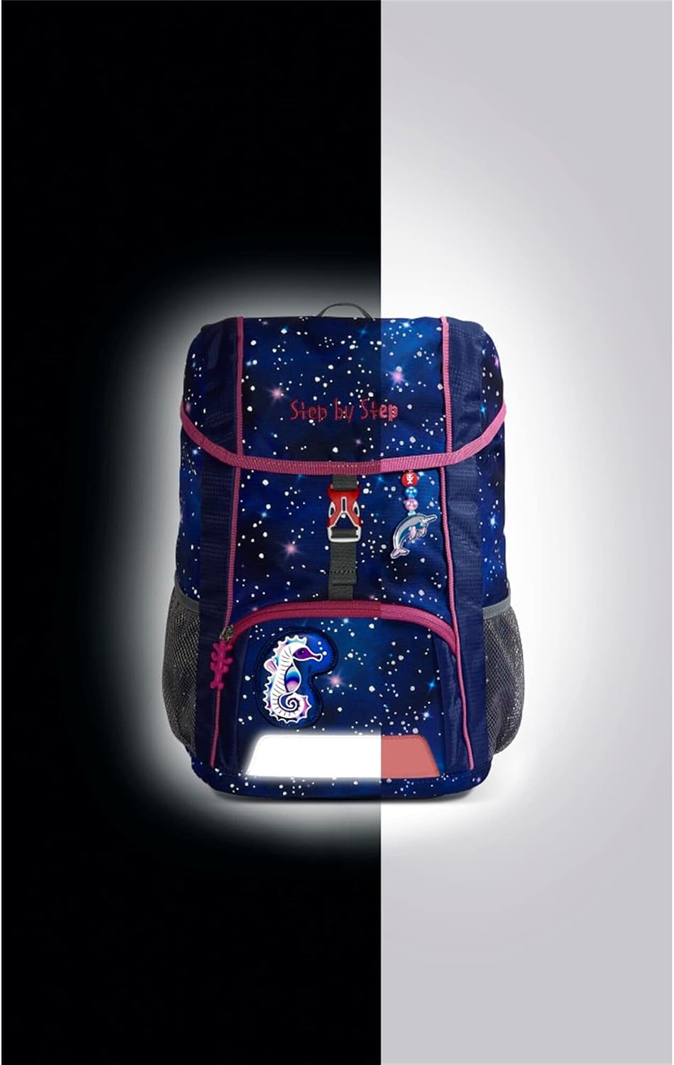 Step by Step Rucksack-Set KID REFLECT „Star Seahorse Zoe“, mit Sitzkissen, ergonomischer Mini-Ranzen