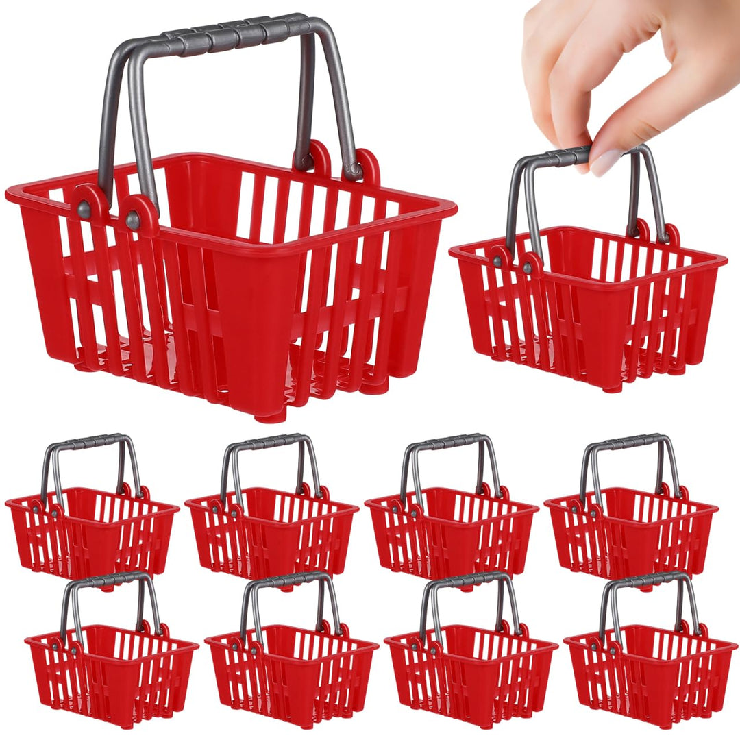 Toyvian Mini Einkaufskorb Set, 10Stück Supermarktwagen Winzige Einkaufskörbe Kunststoff Supermarktkö