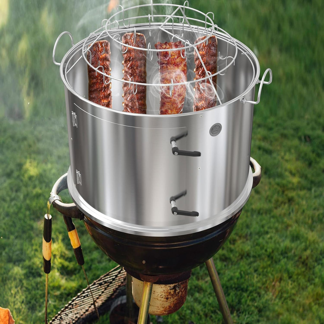 Onlyfire Edelstahl-Räucherkammer-Mittelkochsystem für Weber 57 cm Kugel-Holzkohlegrill (Ring+Speck-A