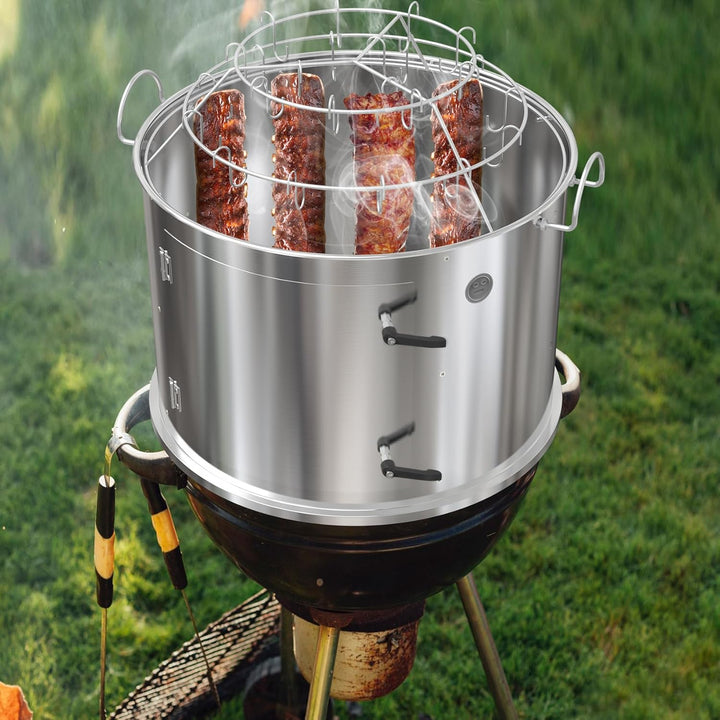 Onlyfire Edelstahl-Räucherkammer-Mittelkochsystem für Weber 57 cm Kugel-Holzkohlegrill (Ring+Speck-A