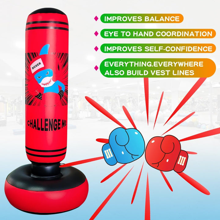 SUNSHINEMALL Boxsack für Kinder Boxen Dummy aufblasbare Cool Spass Spielzeug für Jungen Sport Gesche