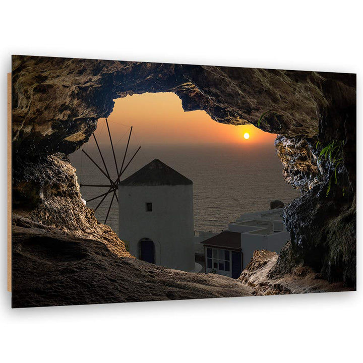 Feeby Wanddeko 3D Illusion Kunst modern Bilder Windmühle Orange 90x60 cm Deko Paneel 90x60 cm Orange