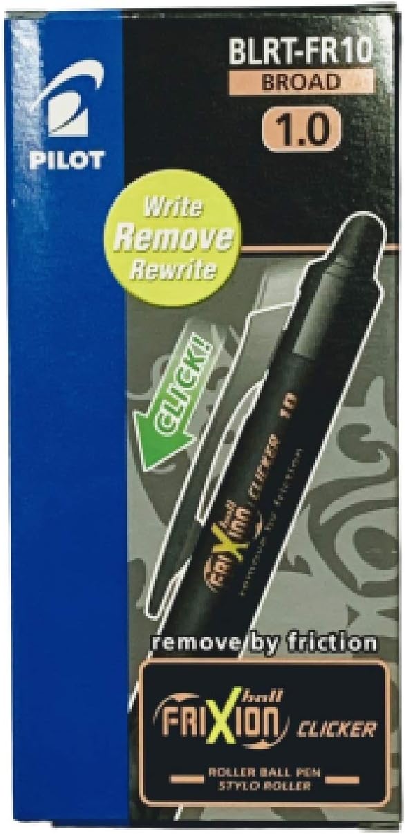 Pilot Frixion Clicker Gelschreiber (einziehbarer Gelschreiber, Schwarz, Kunststoff, stark, Kautschuk
