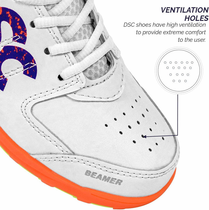 DSC Beamer Cricket Shoes | for Boys and Men | Light Weight | Durable Fluro Orange White 36 EU, Fluro