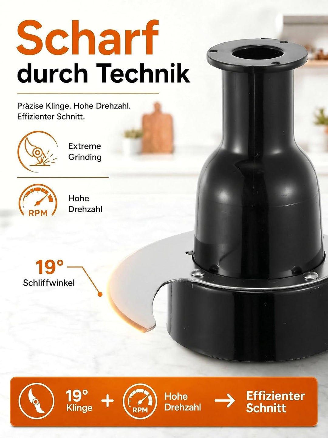 FOHERE Küchenmaschine 2,1 L, 2-in-1-Doppeleinfüllschacht | 2 Geschwindigkeiten + Puls, Edelstahlklin