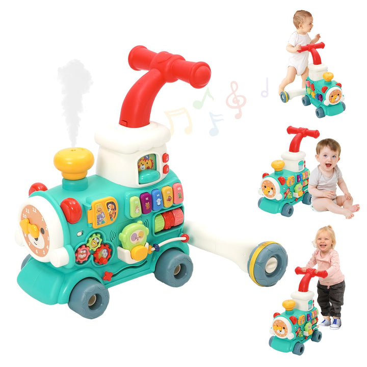 3-in-1 Baby Lauflernwagen, Multifunktionales Lauflernhilfe mit 10+ Pädagogischen Spielmodi, Licht &