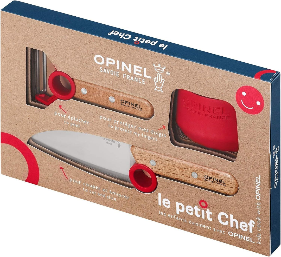 Opinel Le Petit Chef Kinder-Küchenmesser-Set mit Holzgriff | 3-teilig | persönliche Gravur | Sparsch