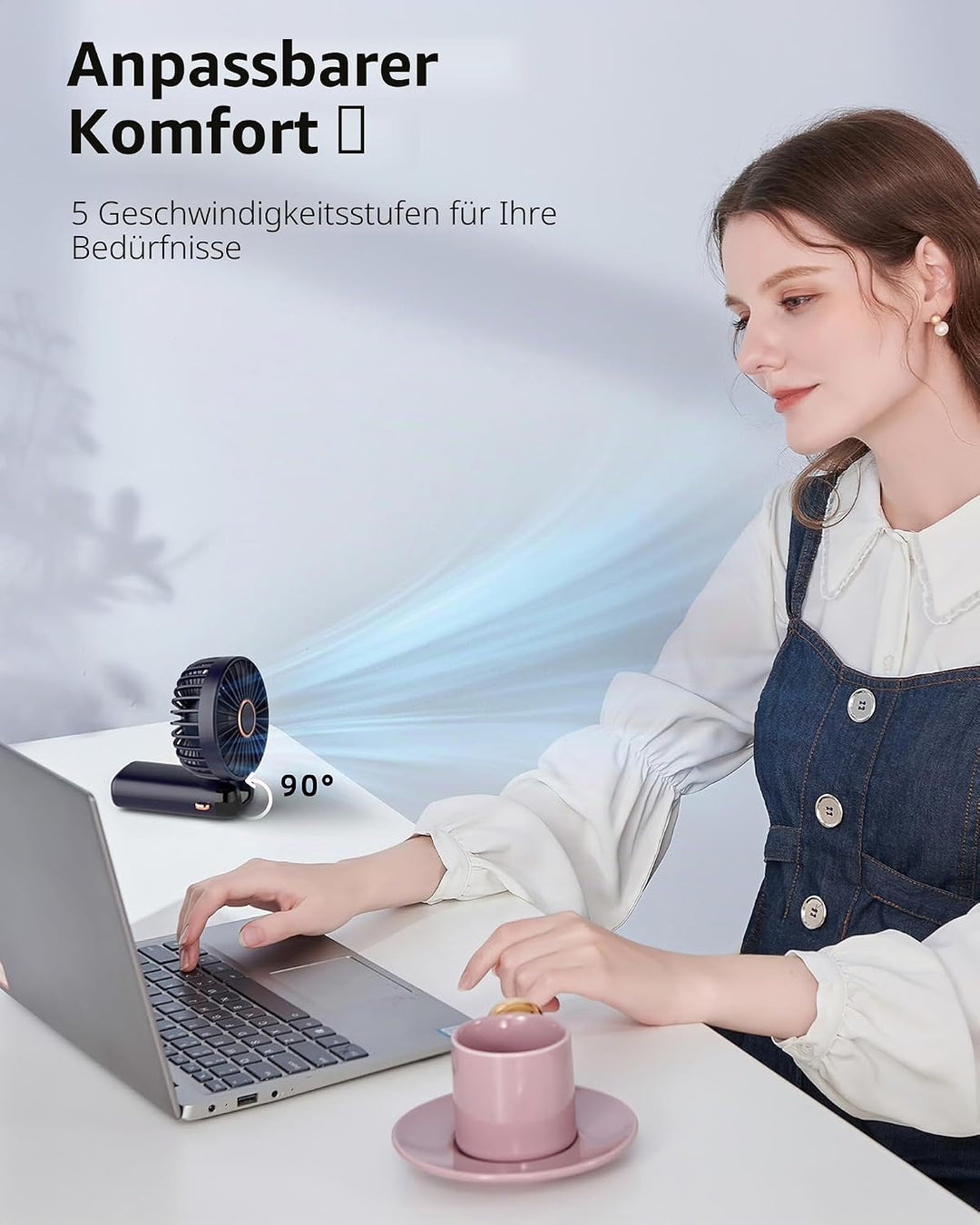 Koonie Handventilator, Tragbarer Mini Ventilator, USB Taschenventilator, 8 Stunden Batteriebetrieben