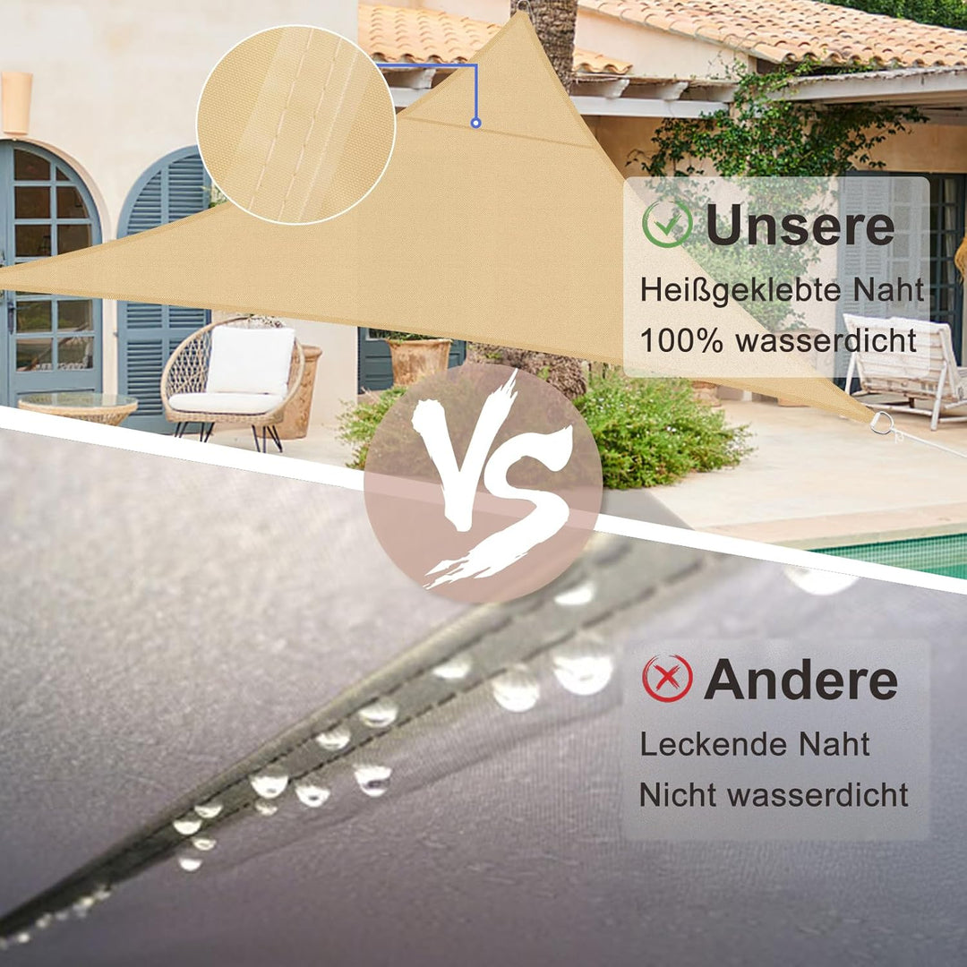 SUNNY GUARD Sonnensegel Wasserdicht 5x5x5m Dreieckig Sonnenschutz Wetterschutz Segel Baldachin UV Sc