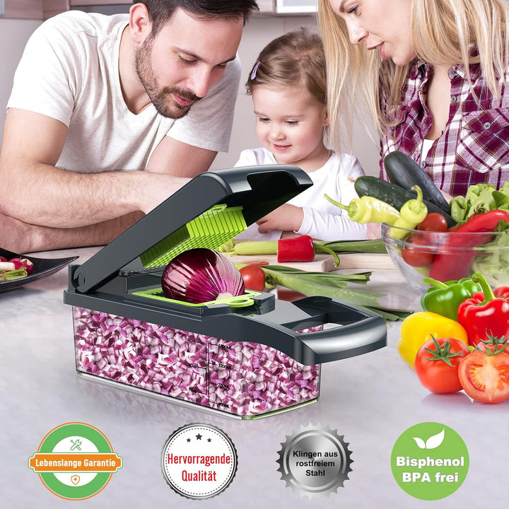 16 In 1 Gemüseschneider,Multifunktion Gemüse Schneider,Vegetable Chopper,Würfelschneider mit 7 Austa