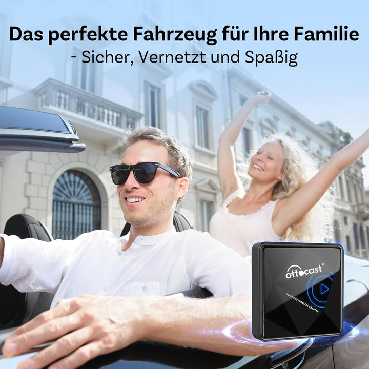 OTTOCAST U2Air Pro Kabelloser CarPlay Adapter, Bluetooth Apple CP Adapter für iPhone, Plug & Play fü