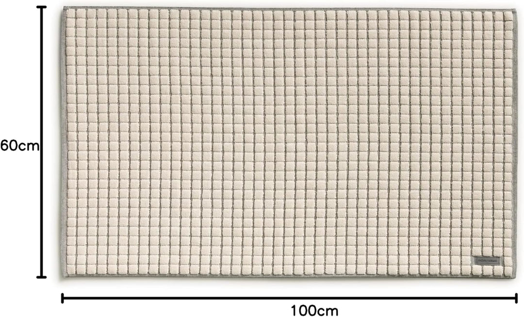 möve Eden Badteppich mit Kästchenstruktur 60 x 100 cm aus 100 % Baumwolle, nature / black Single, Si