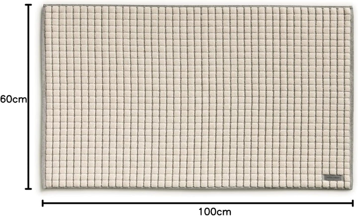 möve Eden Badteppich mit Kästchenstruktur 60 x 100 cm aus 100 % Baumwolle, nature / black Single, Si