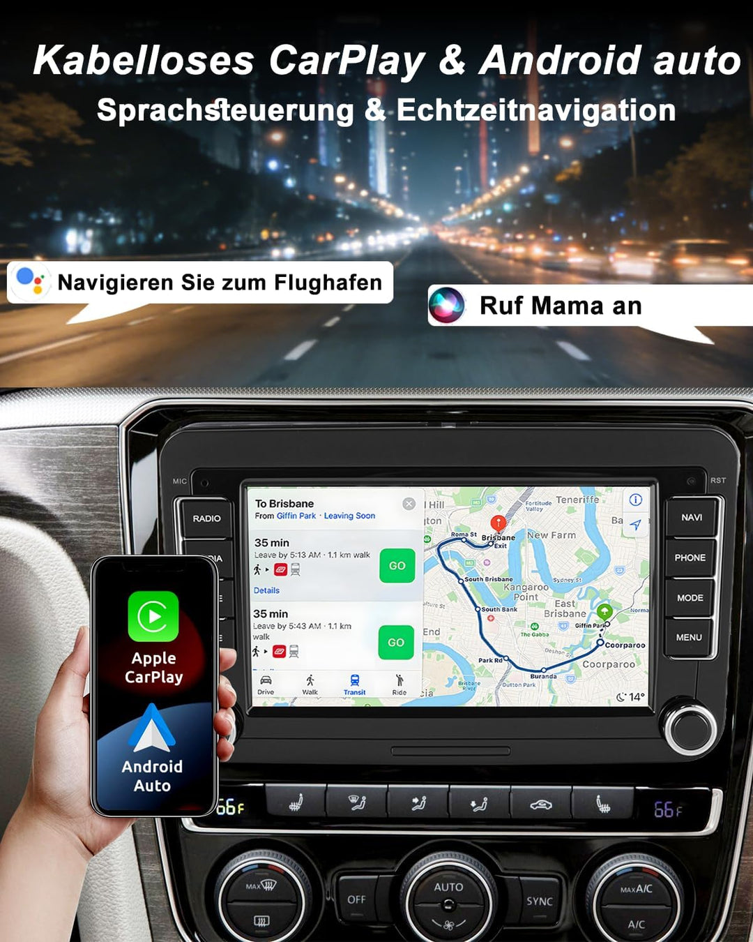 ESSGOO 4+64G Android15 Autoradio Für VW Golf 5 6 Polo Passat Seat Caddy RCD330-7zoll Auto Radio Disp