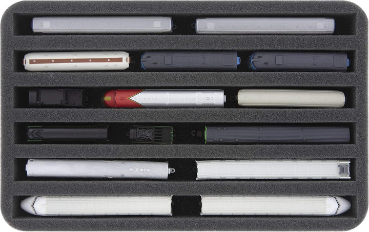 Feldherr Magnetbox gelb für Modelleisenbahnen, Loks und Fahrzeuge - 6 Stege für Spur Z - stehend