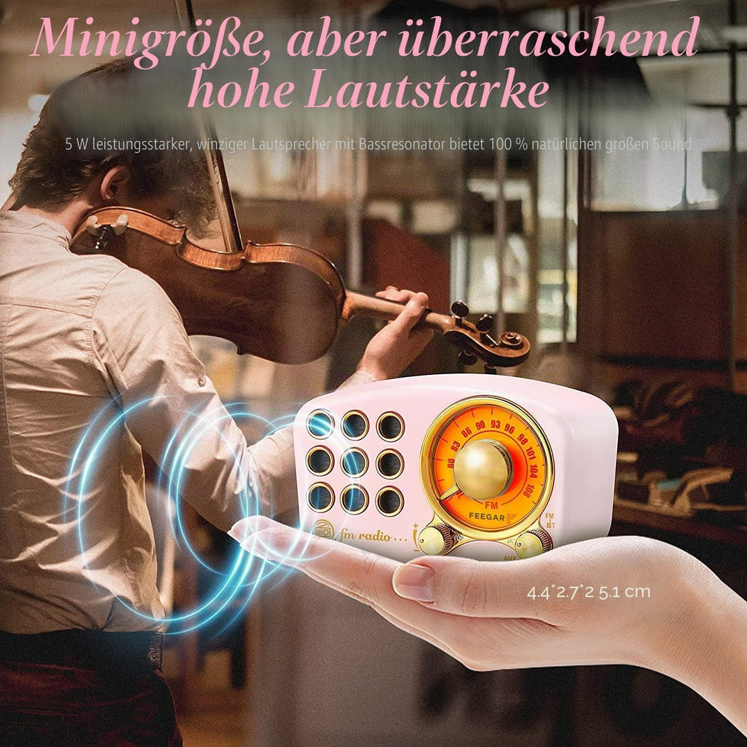Radio Feegar Retro Bluetooth Lautsprecher,Vintage FM Radio mit altmodischem klassischem Stil,Starke