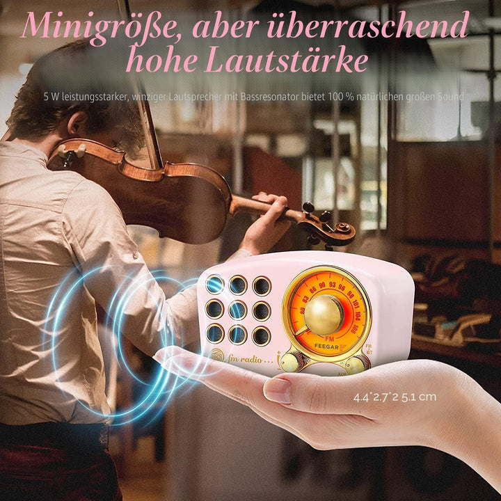 Radio Feegar Retro Bluetooth Lautsprecher,Vintage FM Radio mit altmodischem klassischem Stil,Starke
