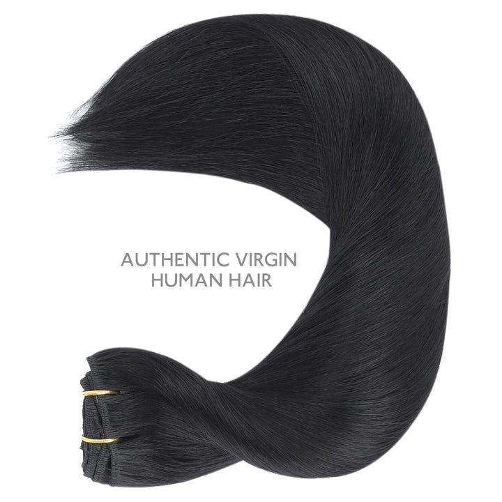 WENNALIFE Clip in Extensions Echthaar, 75g 5pcs 40cm Tief Schwarz Extensions Clip in Remy Clip in Ex