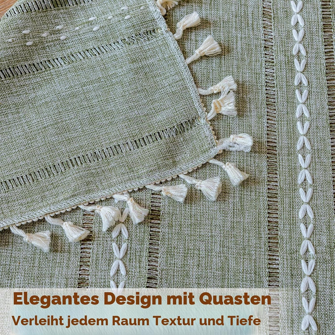 Sutuo Home Boho-Vorhänge für Schlafzimmer, Wohnzimmer, 213 cm lang, lichtfilternd, französisches Lan