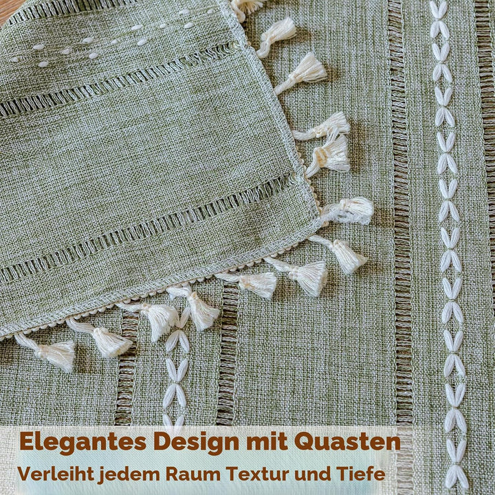 Sutuo Home Boho-Vorhänge für Schlafzimmer, Wohnzimmer, 213 cm lang, lichtfilternd, französisches Lan