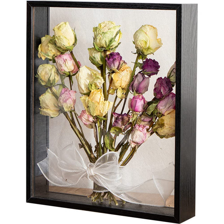 NatureMan Fotorahmen aus Holz, getrocknete Blumen, dekorativer schwebender Bilderrahmen, doppelseiti