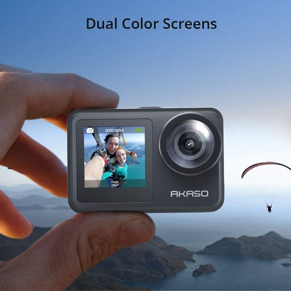 AKASO Brave 7 LE Action Cam 4k30FPS 20MP mit 256GB U3 Speicherkarte Unterwasserkamera IPX7 wasserdic