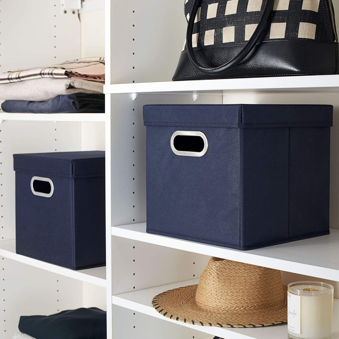Household Essentials Würfel Set mit Deckel, Navy, 2er Pack, Navy