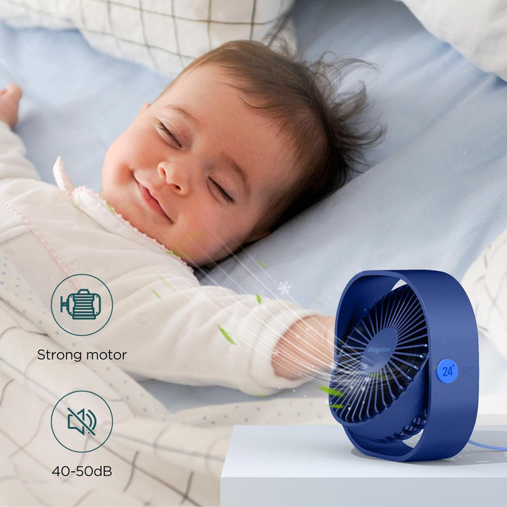 EasyAcc USB Ventilator, Mini Ventilator, Leise USB Tischventilator mit 2 Jahre Garantie, Starker Exq