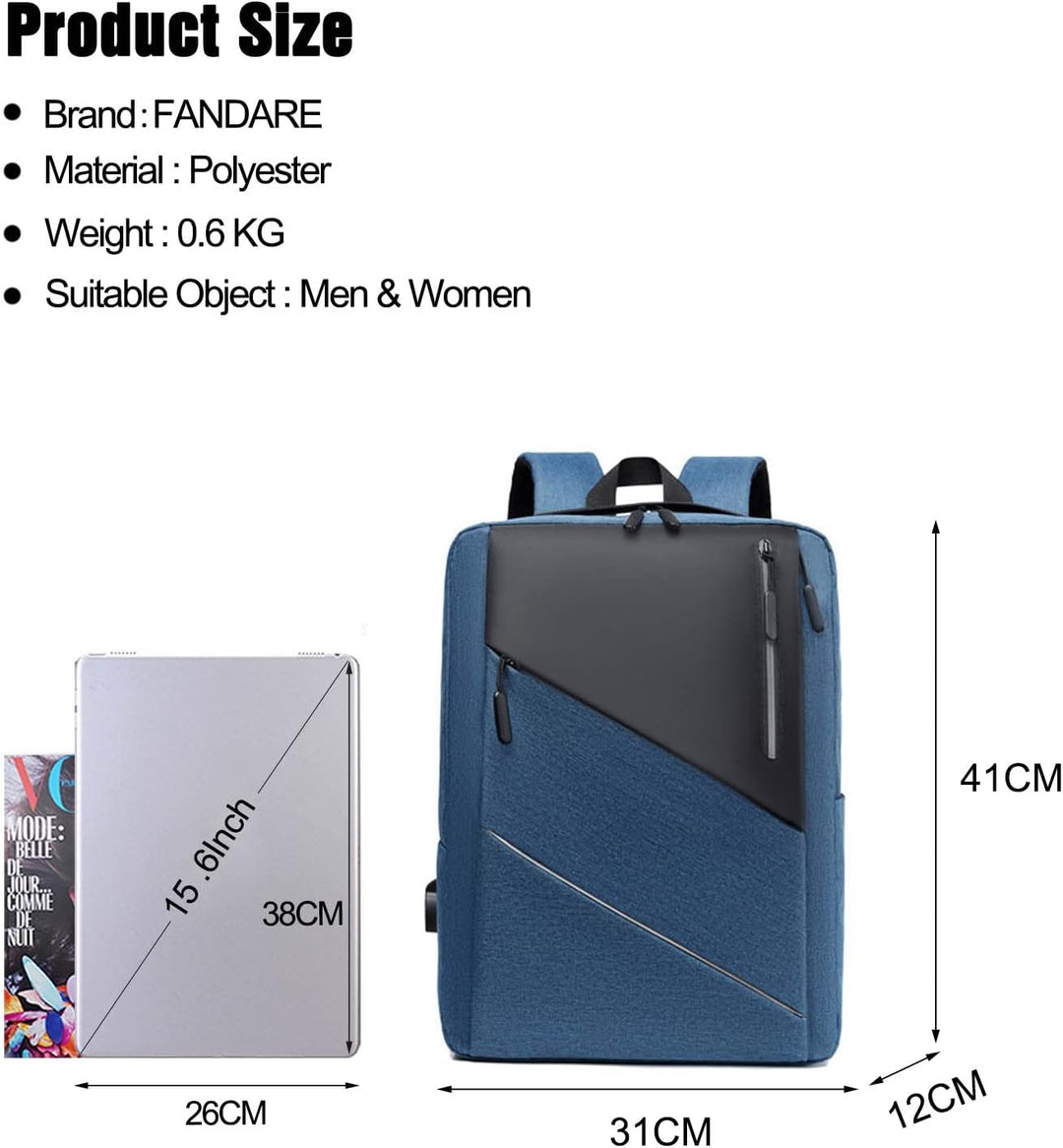 FANDARE Slim Laptop Rucksack Schulrucksack Herren Damen Tagesrucksack Mehrfarbiges Spleissen Daypack
