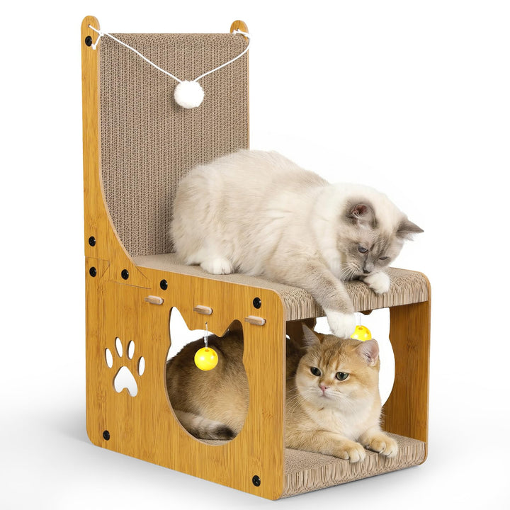 Gimars Katzen Kratzbrett, L förmige Kratzbrett für Katzen, Kratzpappe für Katzen mit Spielbällen und