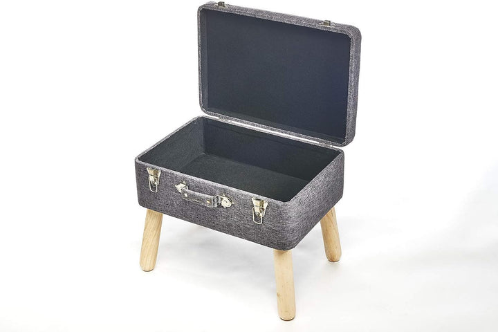 Kobolo Kofferhocker Hocker Polsterhocker aus Textil - Hell Grau - 50x35x45 cm