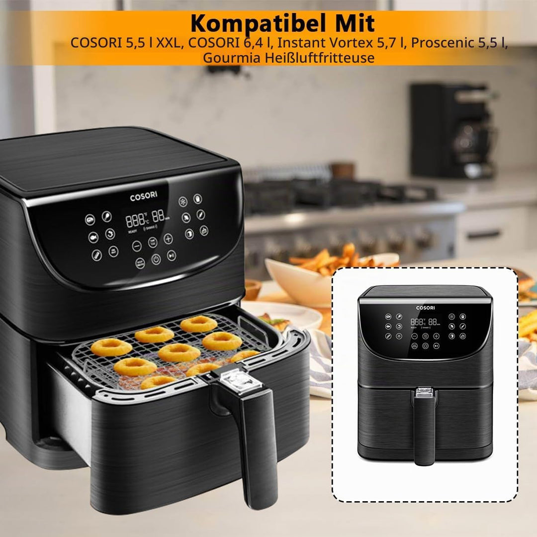 Rack für Cosori Air Fryer,304 Edelstahl 2-lagiger Dehydrator-Grillrost Rack Zubehör für COSORI 5,5 L