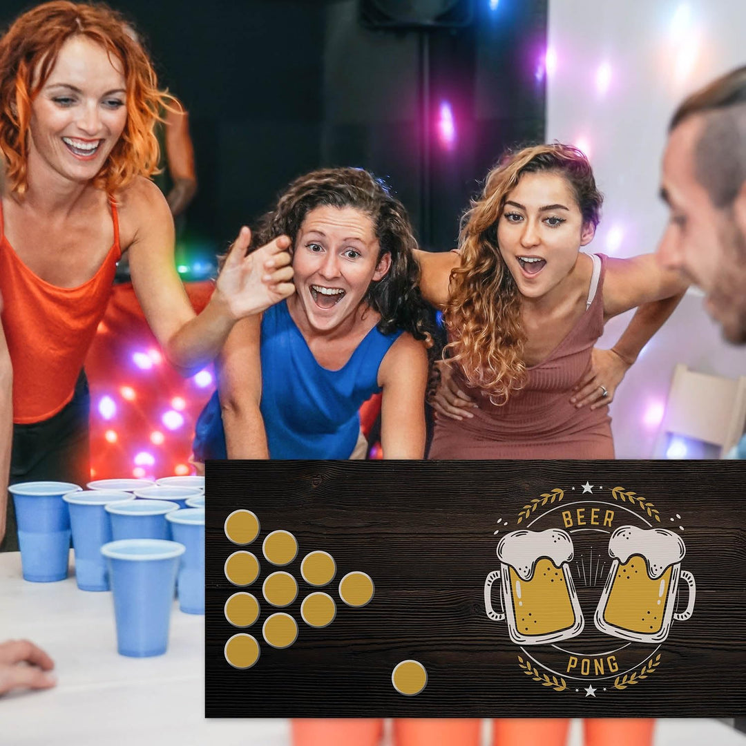 younikat Beer Pong Spielfeld-Matte I 180 x 60 cm I Bierkrug Design I Trinkspiel I Party-Spiele und G