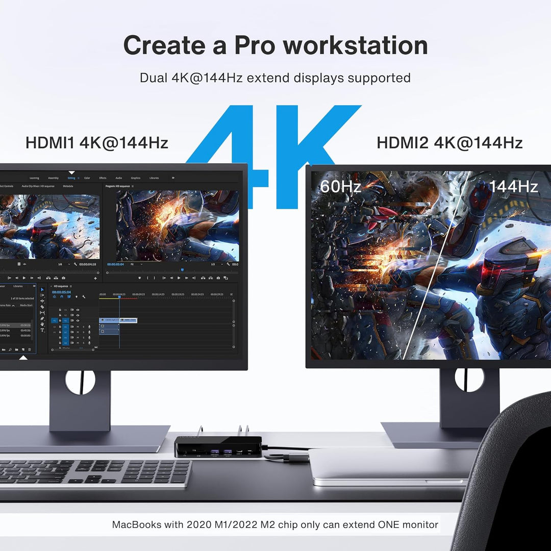 iVANKY FusionDock 1 MacBook Pro Docking Station mit 150W-Netzteil, 12-in-2 Dual 4K@60Hz Dockingstati