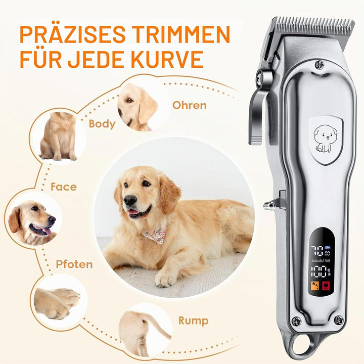 Profi Hundeschermaschine, Schermaschine Hund Katze,Tierhaarschneidemaschine set mit 4 Schneidköpfen