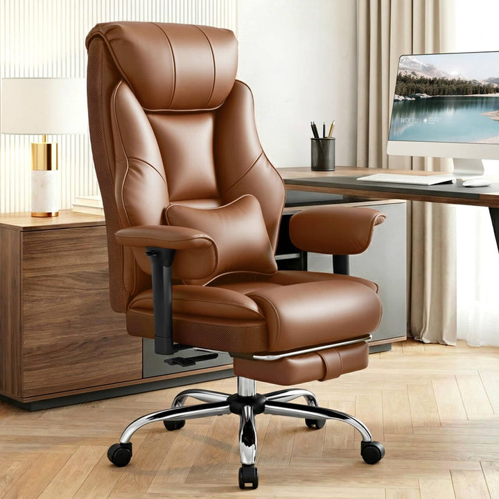 WOLTU Bürostuhl ergonomisch, Chefsessel Doppellagige weiche Rückenlehne, 3-stufige Rückenlehnenverst