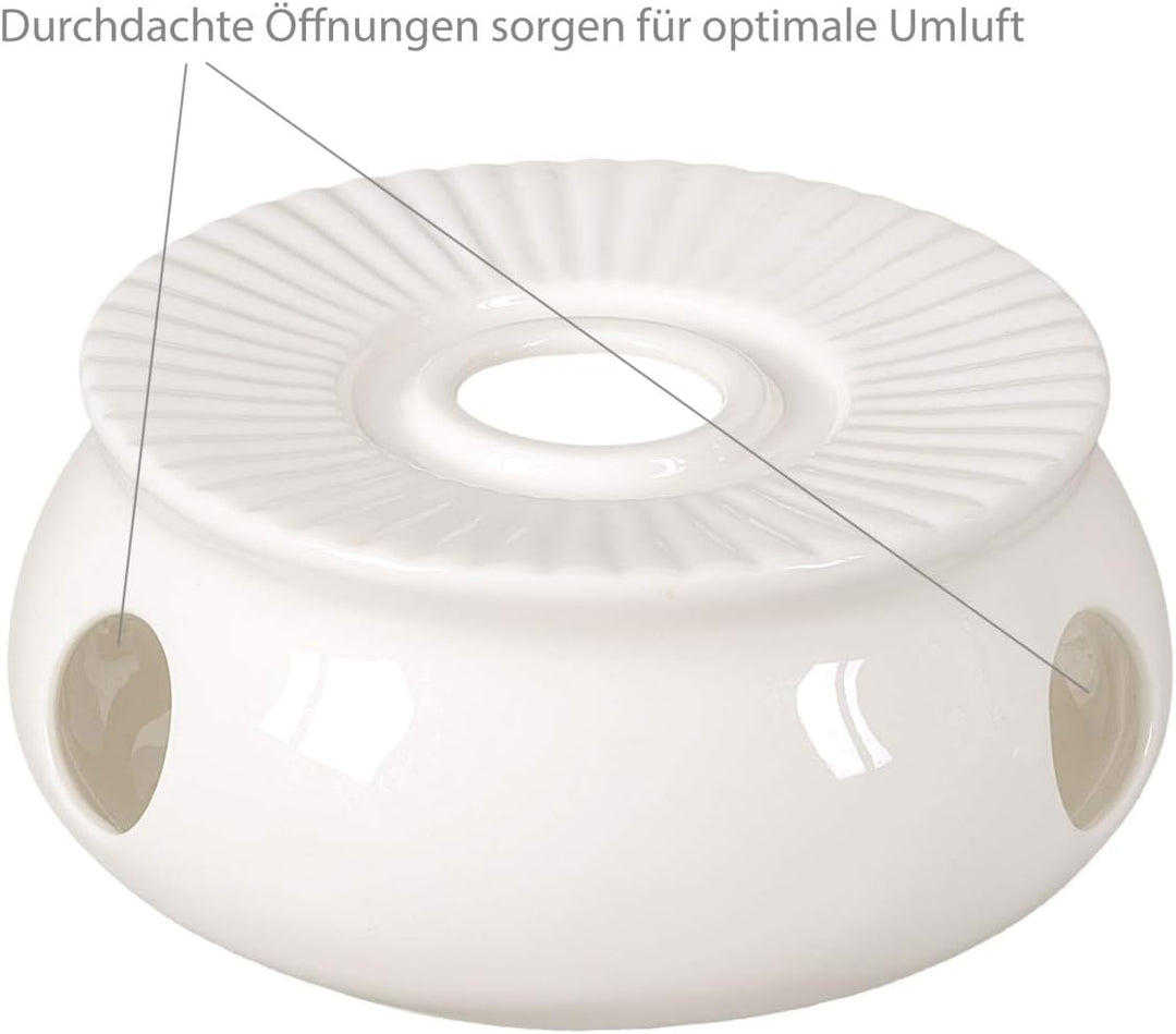 Buchensee Porzellan Kanne 1,5 Liter mit Stövchen. Elegantes Teeset/Kaffeeset aus Fine Bone China mit
