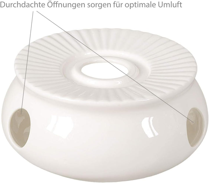 Buchensee Porzellan Kanne 1,5 Liter mit Stövchen. Elegantes Teeset/Kaffeeset aus Fine Bone China mit