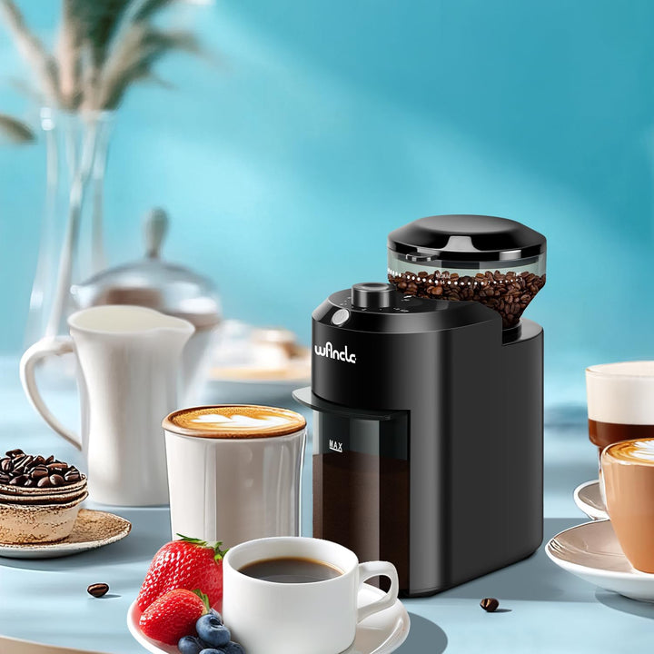 Wancle Elektrische Kaffeemühle - Einstellbarer scheibenmahlwerk kaffeemühle für Kaffeebohnen mit 28