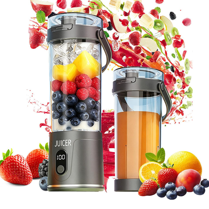 600ml Tragbarer Mixer Smoothie Maker to Go, Mini Standmixer mit 12 Klingen, USB-Aufladung, Kabellos