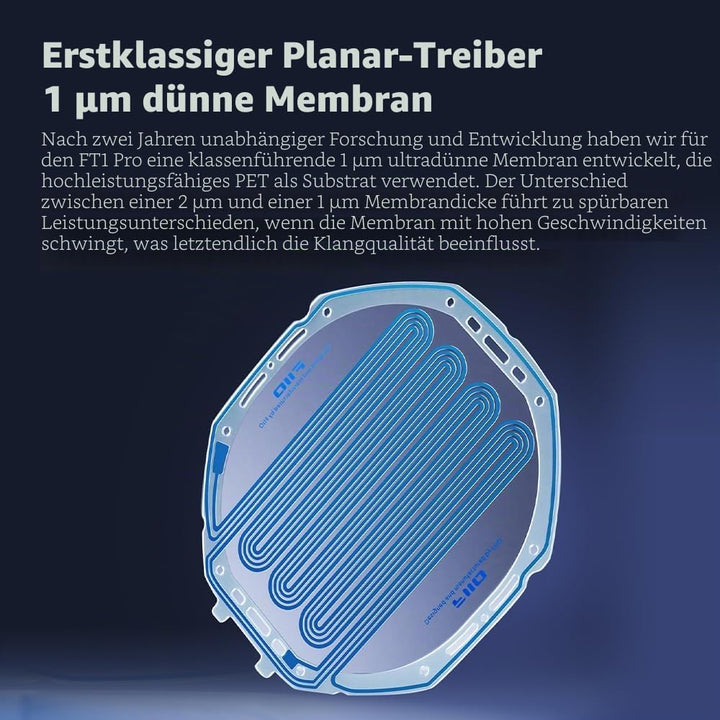 FiiO FT1 Pro Open-Back Planar Magnetic Wired Hi-Fi Kopfhörer für Zuhause, Studio, Aufnahme, hohe Emp