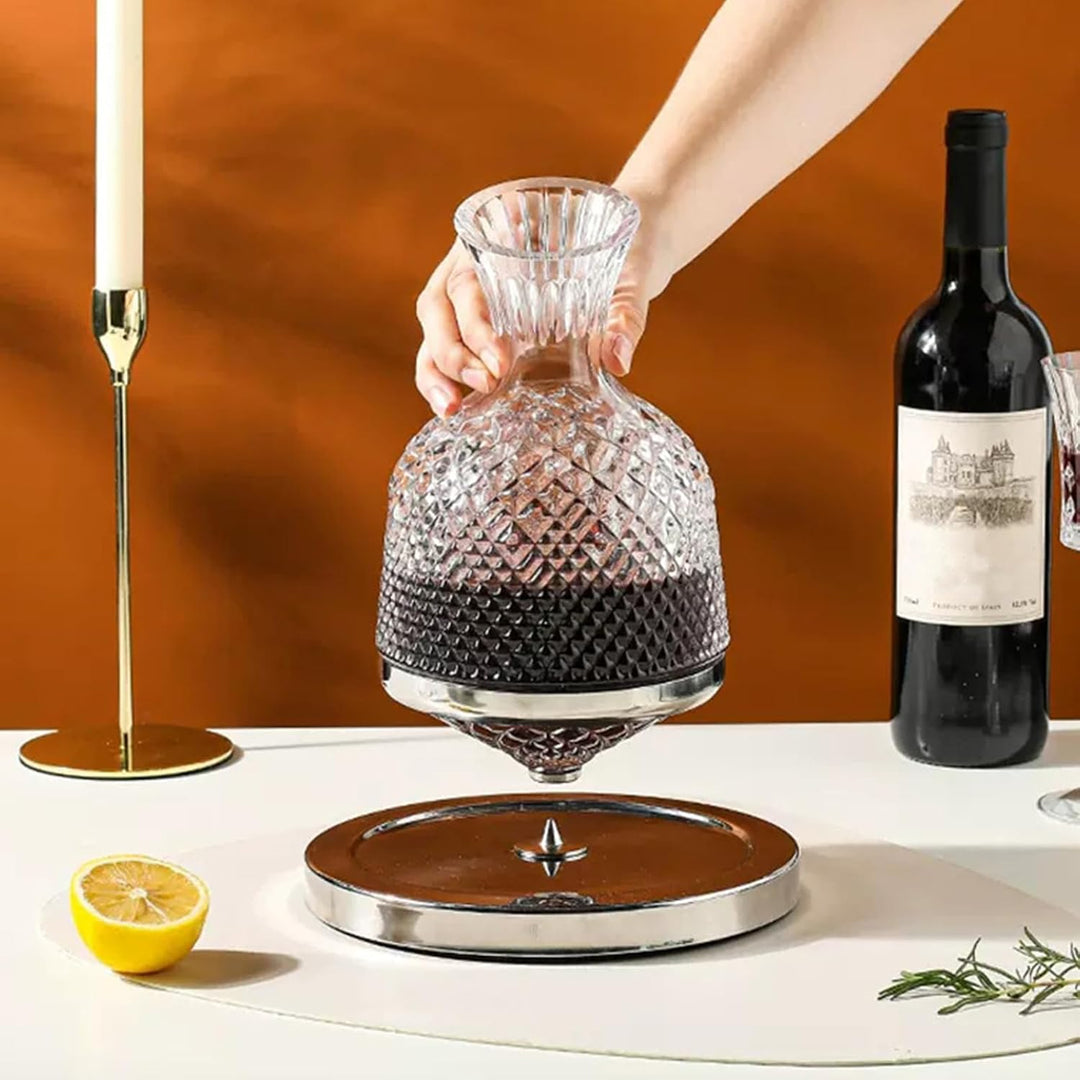 Dekanter Rotwein, Weinkaraffe, 1200ml Dekanter, 360 Grad Drehbar Wein Dekanter, Drehender Weindekant
