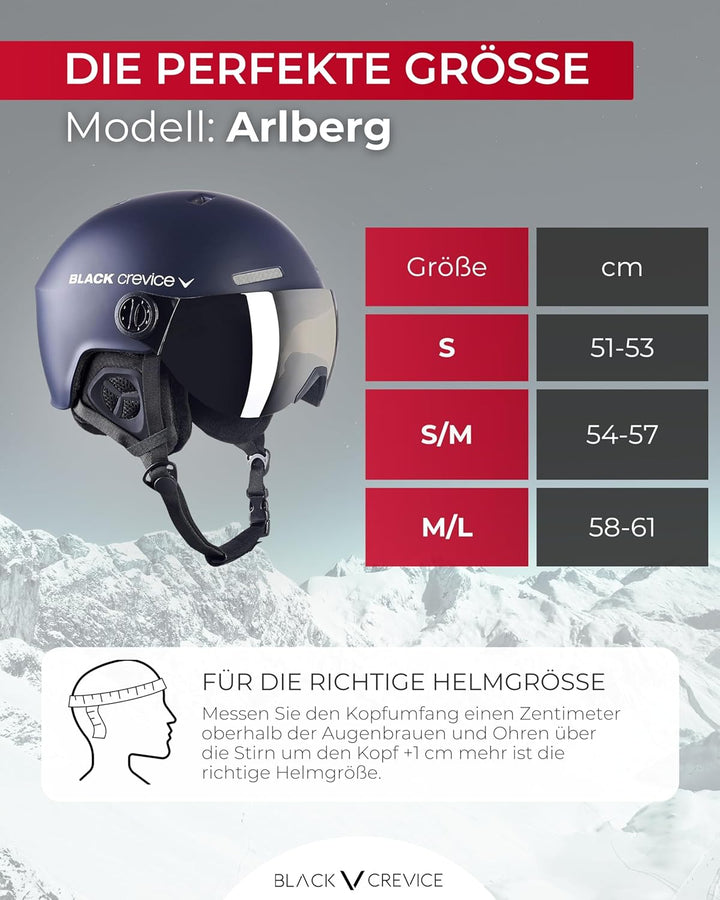 Black Crevice Skihelm Arlberg mit 2 Visier S/M (54-57) navy/weiss, S/M (54-57) navy/weiss